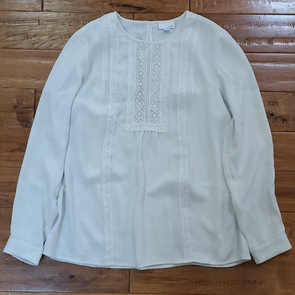 J. Jill pintucked lace white blouse